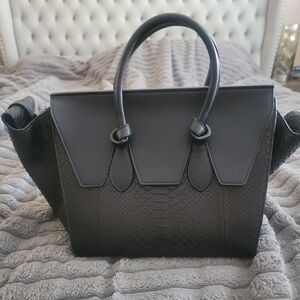 Celine Black Python Small Tie Tote Back